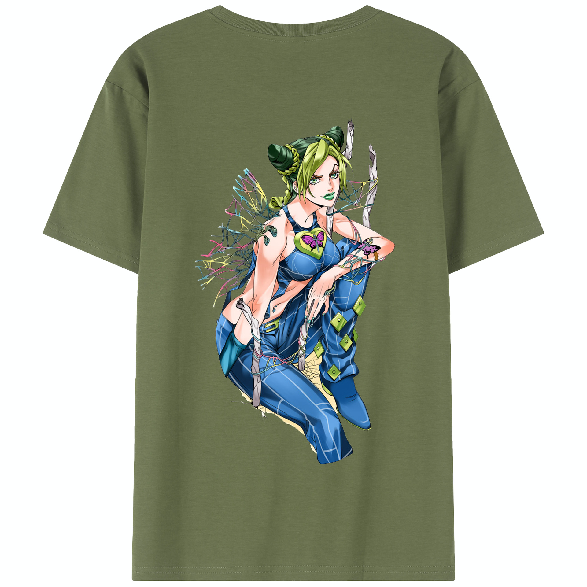 （画像用） "ジョジョの奇妙な冒険 くうじょう ジョリーン JoJo's Bizarre Adventure Jolyne Cujoh " 綿100％半袖Tシャツ（背面プリント）